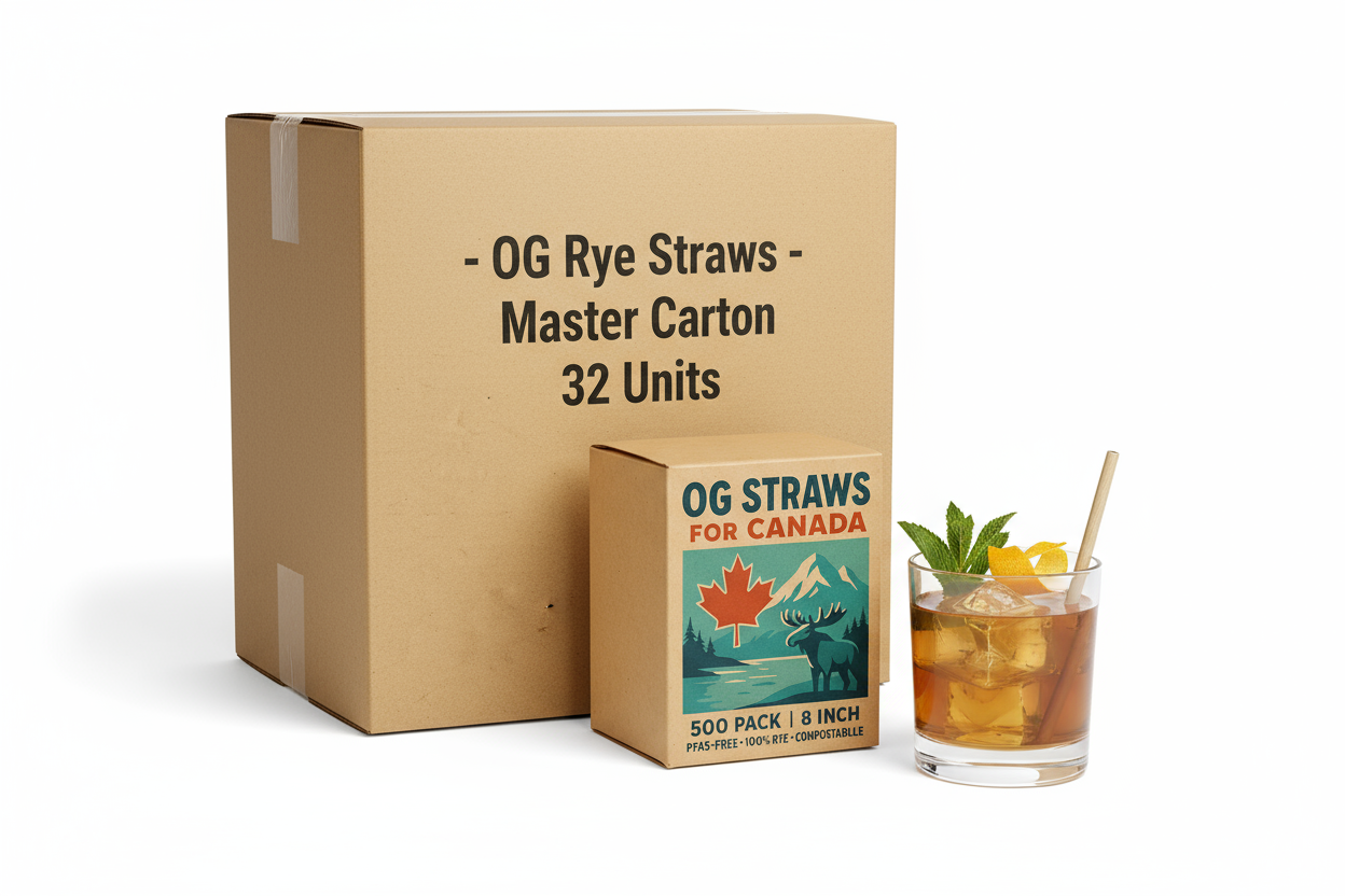 OG Rye Cocktail Straws - 8 Inch Master Carton (32 x 500-pack = 16,000 straws)