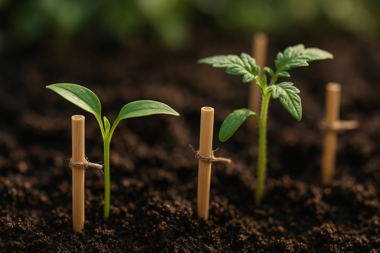 Garden Straws Supporting Seedlings - Realistic Short Size