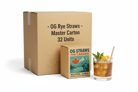 OG Rye Cocktail Straws - 8 Inch Master Carton (32 x 500-pack = 16,000 straws)