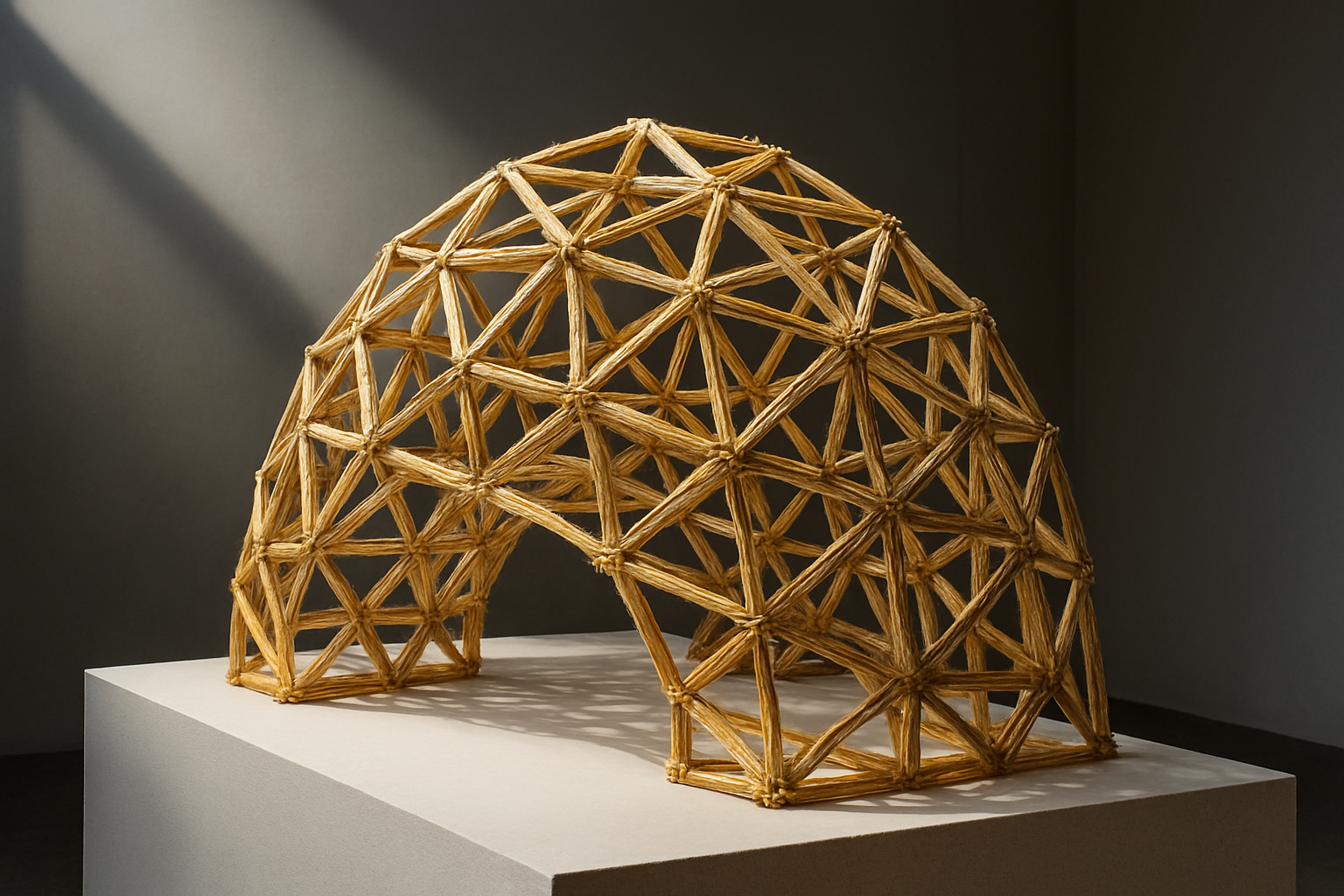 Rye Straw Geometric Sculpture